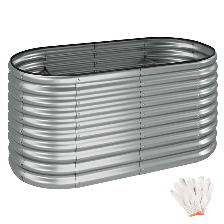 Hoge plantenbak Flormma, 804l, verzinkt, 160x80x80cm - zilve, Tuin en Terras, Bloembakken en Plantenbakken, Verzenden