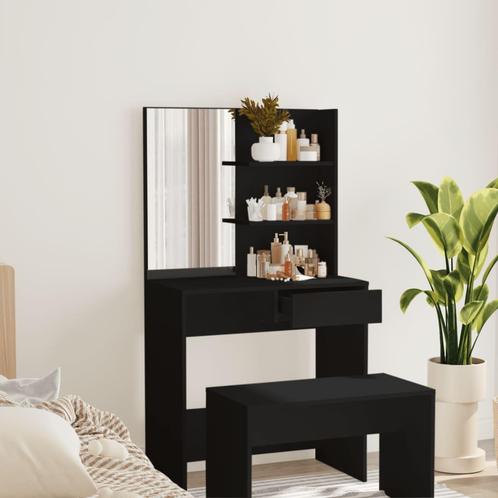 vidaXL Kaptafel met spiegel 74,5x40x141 cm zwart, Huis en Inrichting, Tafels | Salontafels, 50 tot 100 cm, Nieuw, Overige houtsoorten