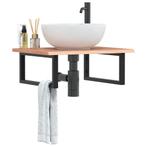 vidaXL Badkamer wandschap staal en massief eikenhout, Verzenden, Nieuw