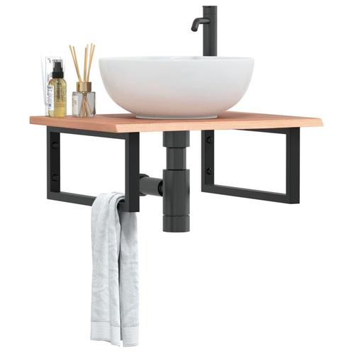 vidaXL Badkamer wandschap staal en massief eikenhout, Huis en Inrichting, Tafels | Kaptafels, Nieuw, Verzenden