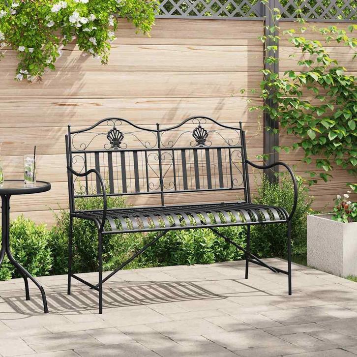vidaXL Tuinbank Zwart 104 x 54 x 93cm Staal, Tuin en Terras, Tuinbanken, Nieuw, Metaal, Verzenden
