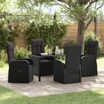 vidaXL 5-delige Tuinset met Kussens - Zwart Poly Riet, Tuin en Terras, Verzenden, Nieuw, Rotan, Tuinset