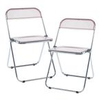 Klapstoel set van 2 Pornainen 74x46x47 cm roze transparant [, Huis en Inrichting, Stoelen, Verzenden, Nieuw