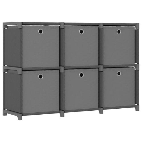 vidaXL Kast met 6 vakken met boxen 103x30x72,5 cm stof grijs, Huis en Inrichting, Kasten | Boekenkasten, 25 tot 50 cm, Nieuw, Overige materialen