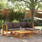 vidaXL 5-delige Loungeset met kussens massief acaciahout, Verzenden, Nieuw, Hardhout, Loungeset