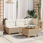 vidaXL Tuintafel 55x55x36 cm poly rattan en acaciahout beige, Tuin en Terras, Tuintafels, Verzenden, Nieuw