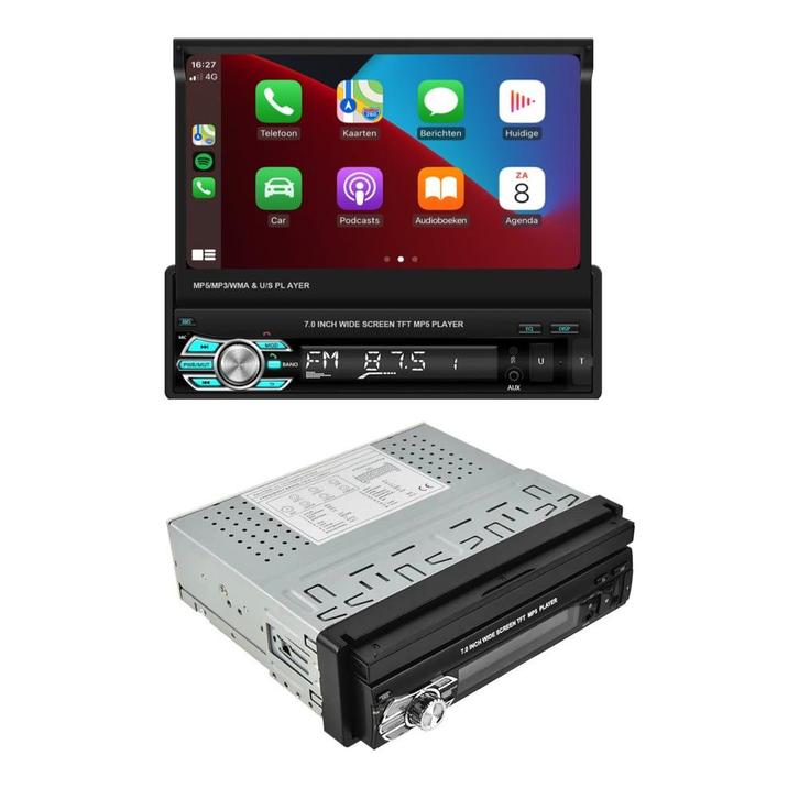 1-Din Autoradio Carplay & Android Auto uitklapbaar scherm, Auto diversen, Autoradio's, Ophalen of Verzenden