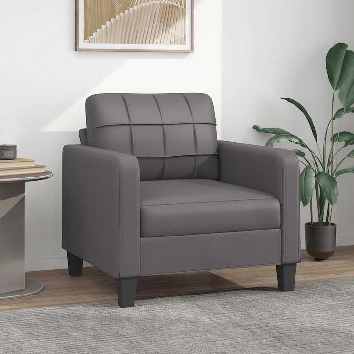 vidaXL Fauteuil 60 cm kunstleer grijs, Huis en Inrichting, Banken | Bankstellen, Nieuw, Minder dan 150 cm, Leer, Eenpersoons, Verzenden