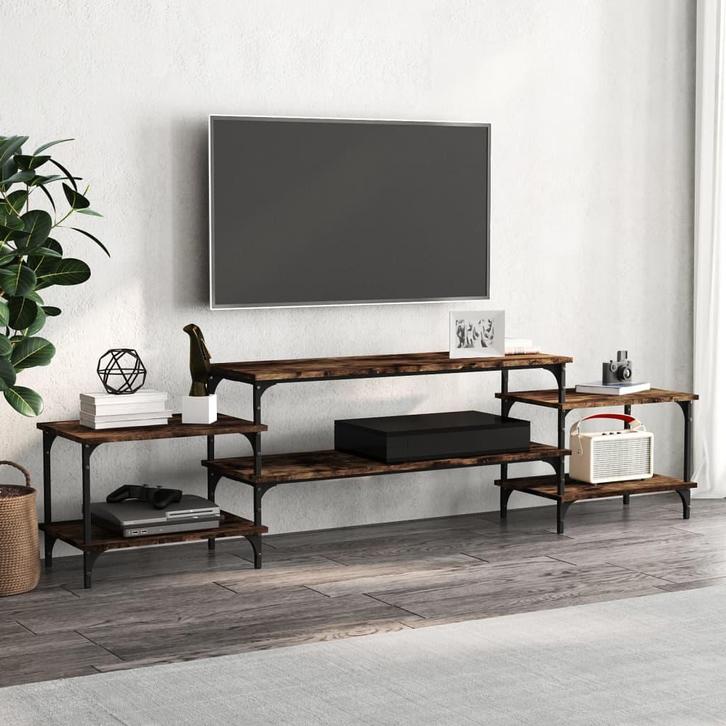 vidaXL Tv-meubel 197x35x52 cm bewerkt hout gerookt, Huis en Inrichting, Kasten | Televisiemeubels, 25 tot 50 cm, Nieuw, Overige houtsoorten