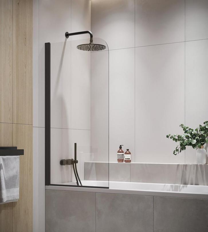 Badwand Torino 70 x 140 cm Zwart Badscherm Draaibaar 5 mm, Doe-het-zelf en Verbouw, Sanitair, Nieuw, Bad, Verzenden
