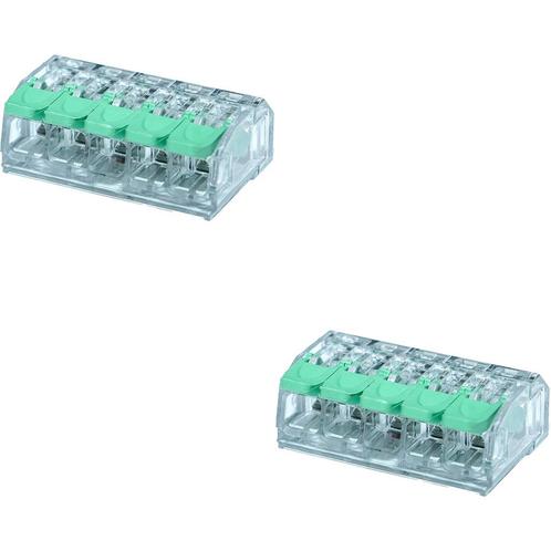Lasklem Slim Set 2 Stuks - 5 Polig met Klemmetjes - Groen, Doe-het-zelf en Verbouw, Elektra en Kabels, Nieuw, Ophalen of Verzenden