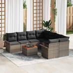vidaXL Tuin Sofa Set 9 pcs Grijs Poly riet, Tuin en Terras, Tuinsets en Loungesets, Verzenden, Nieuw, Rotan