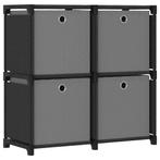 vidaXL Kast met 4 vakken met boxen 69x30x72,5 cm stof zwart, Huis en Inrichting, Kasten | Boekenkasten, Overige materialen, Verzenden