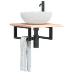 vidaXL Badkamer wandschap staal en massief eikenhout, Verzenden, Nieuw