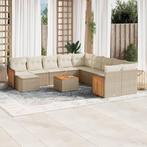 vidaXL 12-delige Loungeset met kussens poly rattan beige, Tuin en Terras, Tuinsets en Loungesets, Verzenden, Nieuw, Rotan, Loungeset