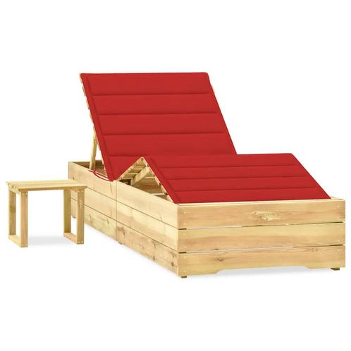vidaXL Ligbed met tafeltje en kussen geïmpregneerd, Tuin en Terras, Ligbedden, Nieuw, Verzenden