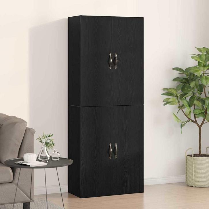 vidaXL Wandkast 2 pcs Zwart eiken 69.5 x 34 x 90 cm Bewerkt, Huis en Inrichting, Kasten | Buffetkasten, Nieuw, Minder dan 50 cm