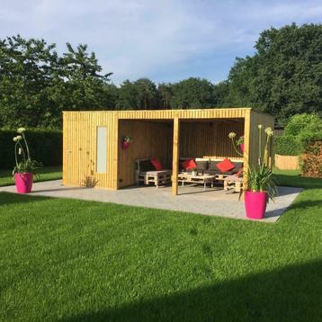 Tuinhuis met open gedeelte 3,63 x 5,88 m beschikbaar voor biedingen