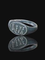 Byzantijns Rare Military Text Seal Ring (Zonder