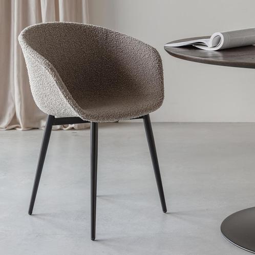 *WOONWINKEL* Design Kuipstoel Grijs Boucle, Huis en Inrichting, Stoelen, Grijs, Nieuw, Verzenden