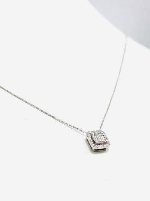 Ketting met hanger - 18 karaat Witgoud - 0.70ct. tw. Diamant, Sieraden, Tassen en Uiterlijk, Antieke sieraden