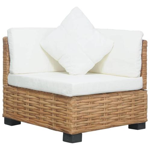 vidaXL Hoekbank met kussens natuurlijk rattan, Tuin en Terras, Tuinsets en Loungesets, Nieuw, Rotan, Verzenden