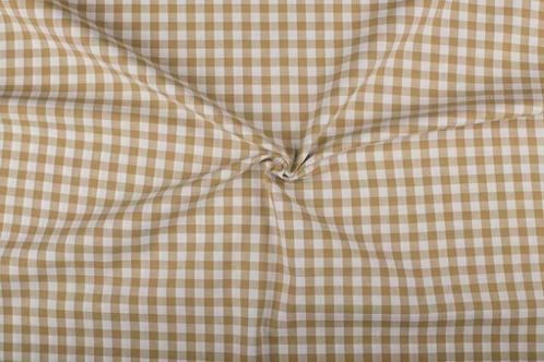Geruite stof camelbruin wit geruit - 10mm geruit, Hobby en Vrije tijd, Stoffen en Lappen, 120 cm of meer, 200 cm of meer, Bruin