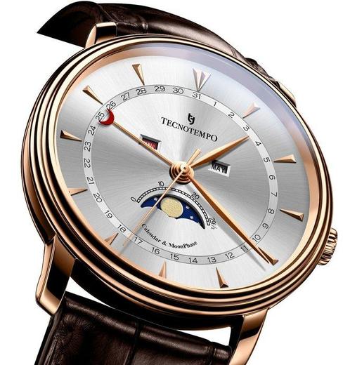 Tecnotempo - Calendar & Moon Phase - 40mm - TT.CMP.GR -, Sieraden, Tassen en Uiterlijk, Horloges | Heren