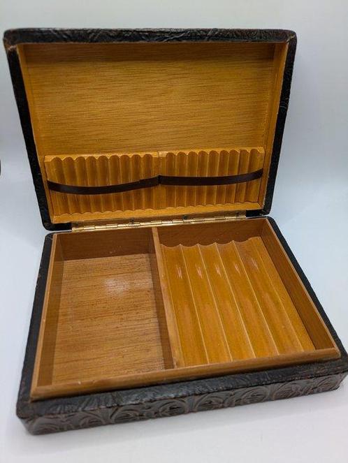 Zonder Minimumprijs - Humidor - Hout, Leder - Don Quichot, Verzamelen, Rookartikelen, Aanstekers en Luciferdoosjes