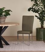 Set van 4 leren eetkamerstoelen met wieltjes - Toledo Leer O, Huis en Inrichting, Stoelen, Overige kleuren, Nieuw, Leer, Ophalen of Verzenden