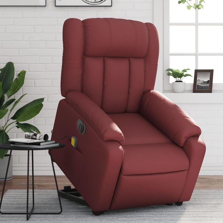 vidaXL Sta-op-massagestoel elektrisch kunstleer wijnrood, Huis en Inrichting, Fauteuils, Nieuw, Verzenden