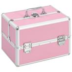 Make-up koffer 22x30x21 cm aluminium roze (Koffers Tassen), Nieuw