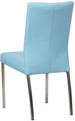 Lichtblauwe leren moderne eetkamerstoel - poot vierkant rvs, Huis en Inrichting, Stoelen, Overige kleuren, Nieuw, Leer, Ophalen of Verzenden
