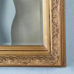 Vergulde ornamentlijst rechthoekig met facet geslepen spiege, Antiek en Kunst, Antiek | Spiegels, Ophalen of Verzenden