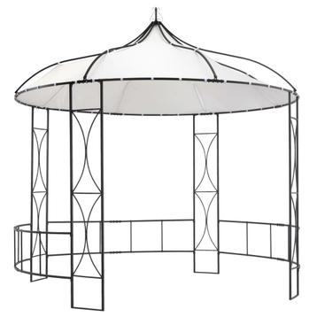 vidaXL Prieel rond 300x290 cm wit beschikbaar voor biedingen