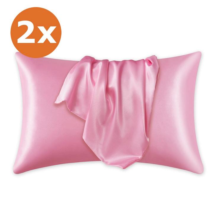 2 STUKS - Satijnen kussensloop Roze 60 x 70 cm hoofdkussen f, Sieraden, Tassen en Uiterlijk, Uiterlijk | Haarverzorging, Nieuw