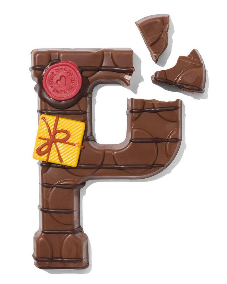HEMA Handgedecoreerde chocoladeletter melk P 180g, Diversen, Sinterklaas, Nieuw, Verzenden
