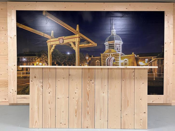Steigerhouten Balie - 200, Huis en Inrichting, Barren, Nieuw, Inclusief barstoelen, Ophalen of Verzenden