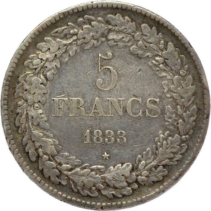België. Leopold I. 5 Francs 1833 - position A - HIGH QUALITY, Postzegels en Munten, Munten | Nederland