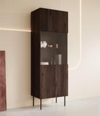 Meubella Vitrinekast donkerbruin eiken Glazen kast 60cm, Huis en Inrichting, Kasten | Vitrinekasten, Verzenden, Nieuw, 50 tot 100 cm