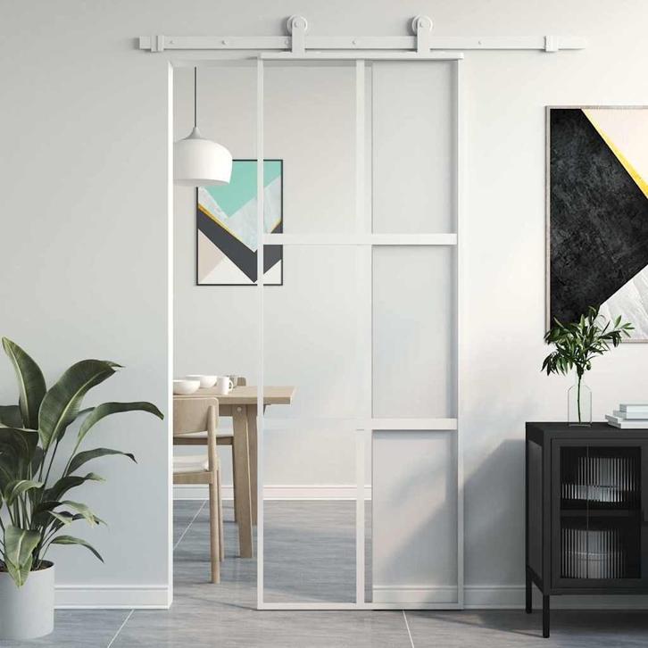 Schuifdeur 76x205 Wit Glas - Retourdeal - 53% Korting!, Doe-het-zelf en Verbouw, Deuren en Horren, Schuifdeur, Nieuw, Binnendeur