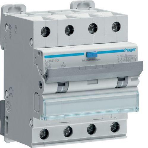 Hager Aardlekautomaat 4-P 16A B-Kar AFM416G 300mA, Doe-het-zelf en Verbouw, Elektra en Kabels, Nieuw, Ophalen of Verzenden