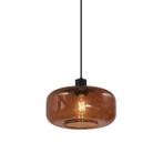 Retro hanglamp zwart met brons glas - Bizle, Huis en Inrichting, Lampen | Hanglampen, Nieuw, Glas, Retro, 75 cm of meer