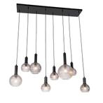 Design hanglamp zwart met smoke glas 8-lichts  - Chico, Nieuw, Glas, Design, 75 cm of meer