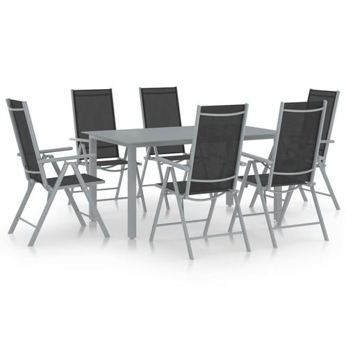 vidaXL 7-delige Tuinset aluminium zilverkleurig en zwart, Tuin en Terras, Tuinsets en Loungesets, Tuinset, Nieuw, 6 zitplaatsen