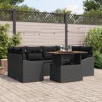 vidaXL 7-delige Tuinset met kussens poly rattan acaciahout, Tuin en Terras, Verzenden, Nieuw, Rotan, Tuinset