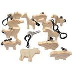 Eduplay - onbewerkte houten dieren sleutelhangers - set van, Nieuw