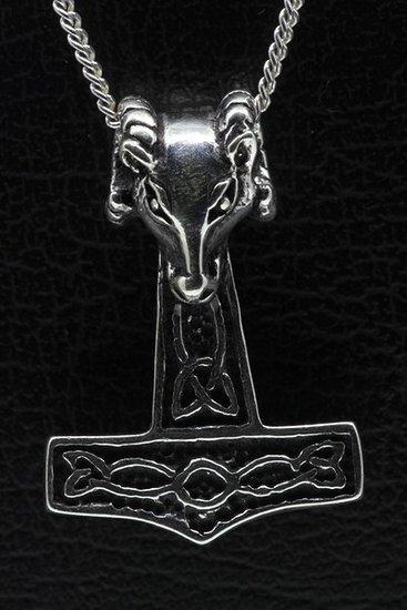 Zilveren Hamer van Thor met Ram ketting hanger - middel, Sieraden, Tassen en Uiterlijk, Kettinghangers, Verzenden