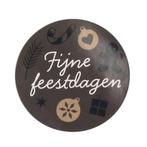 Etiket Fijne Feestdagen Zwart en Goud Ø50mm (500st), Verzenden, Nieuw
