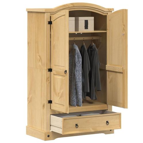 vidaXL Kledingkast Corona 101x52x170 cm massief grenenhout, Huis en Inrichting, Kasten | Kledingkasten, Nieuw, Verzenden
